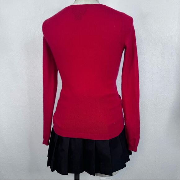 Cashmere Red Fitted Crew Neck Sweater Size XS Tahari Pure Luxe Office Christmas - Picture 6 of 6